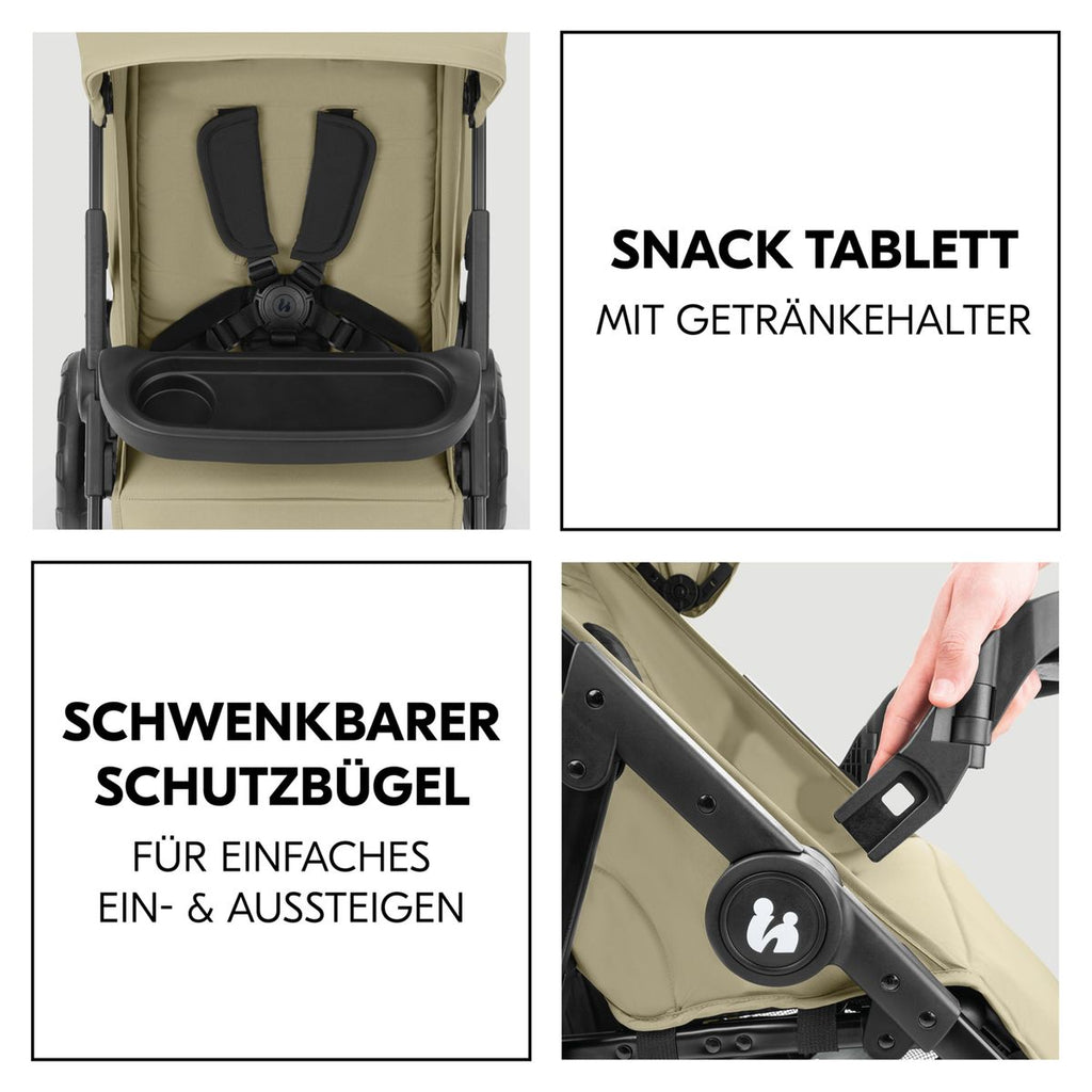 Sportsvogn Shop N Care 2-i-1 reisesett med bilstol Olive detalj av sete