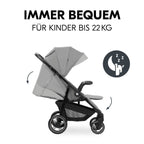 Nærbilde av Sportsvogn Shop N Care fra fødsel til 22 kg grå sete