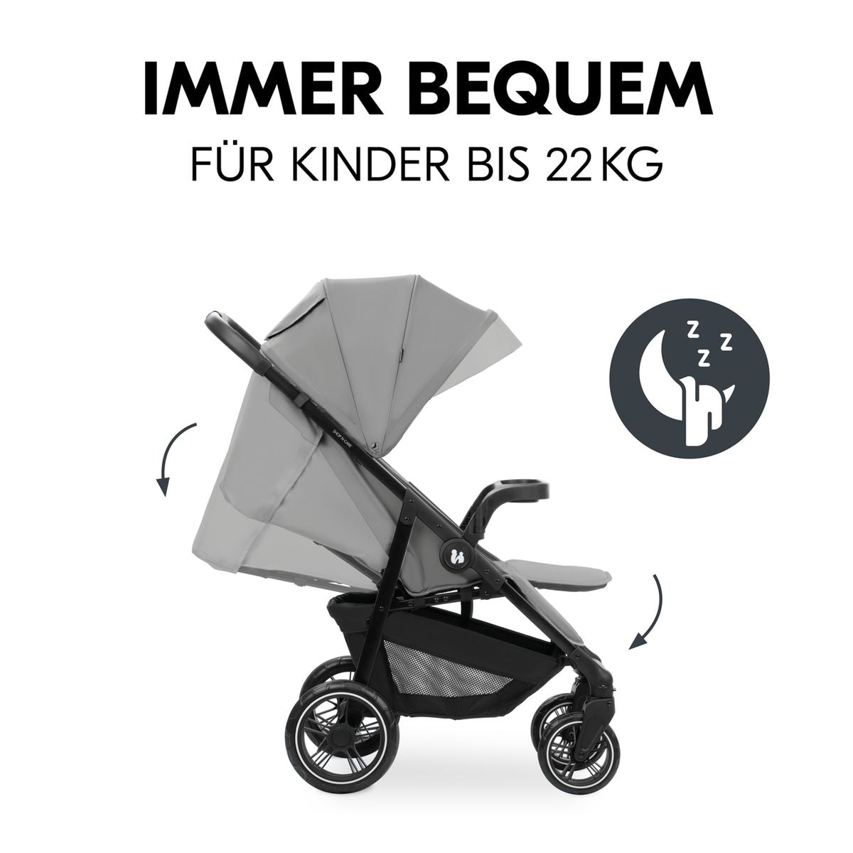Nærbilde av Sportsvogn Shop N Care fra fødsel til 22 kg grå sete