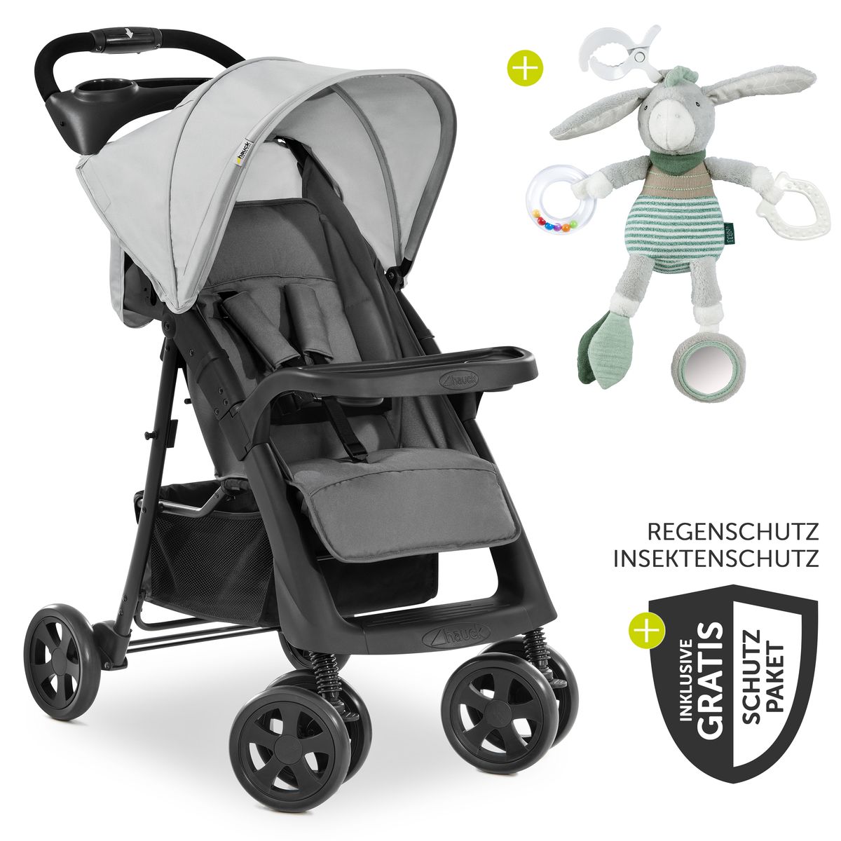 Sportsvogn Shopper Neo II med XXL tilbehørspakke og kosedyr forfra