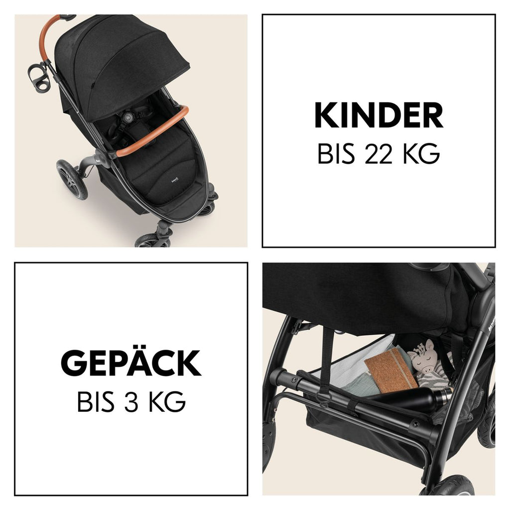 Sportsvogn UpTown med liggefunksjon og tilbehør Melange Black sideprofil