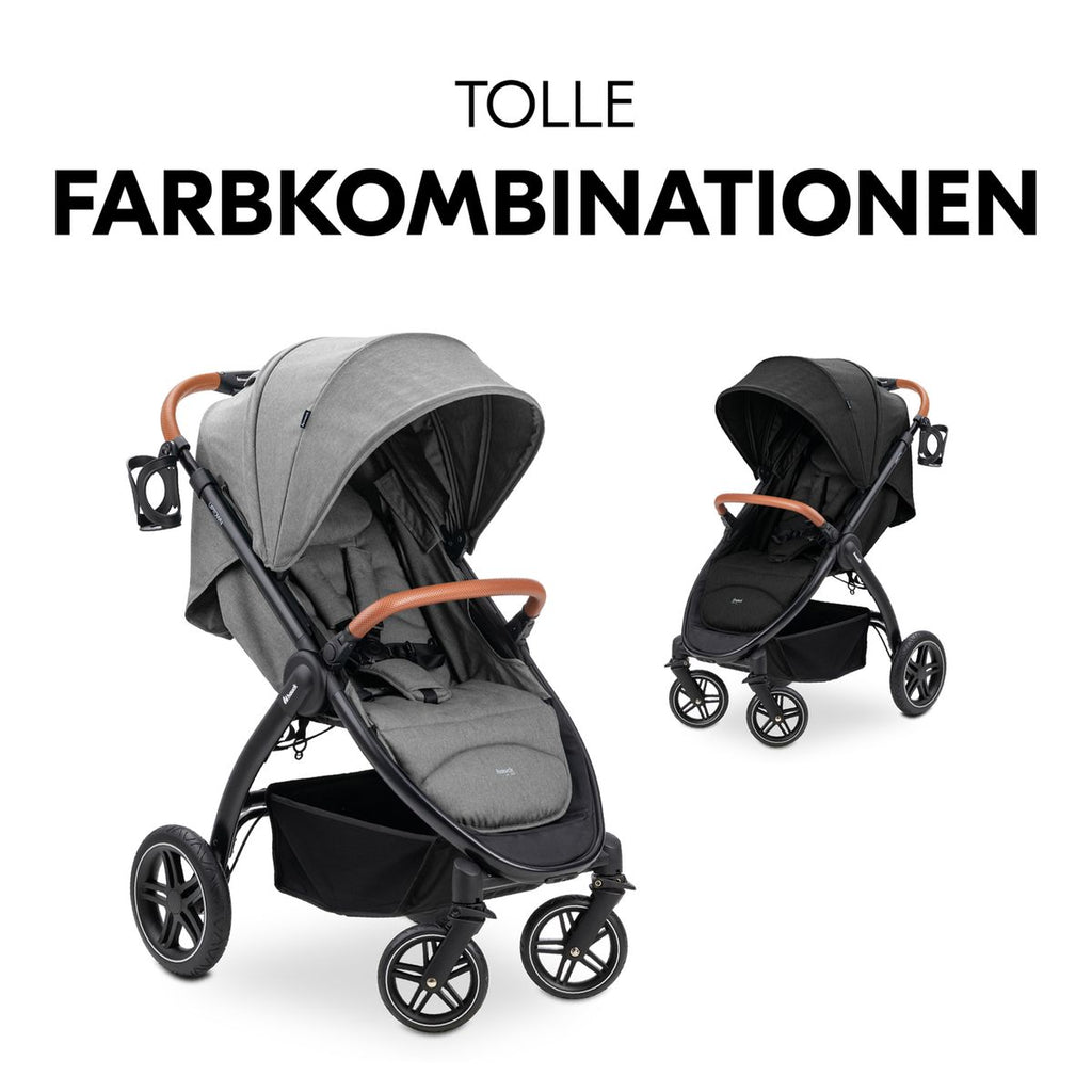 Sportsvogn UpTown med liggefunksjon Melange Grey sammenfoldet