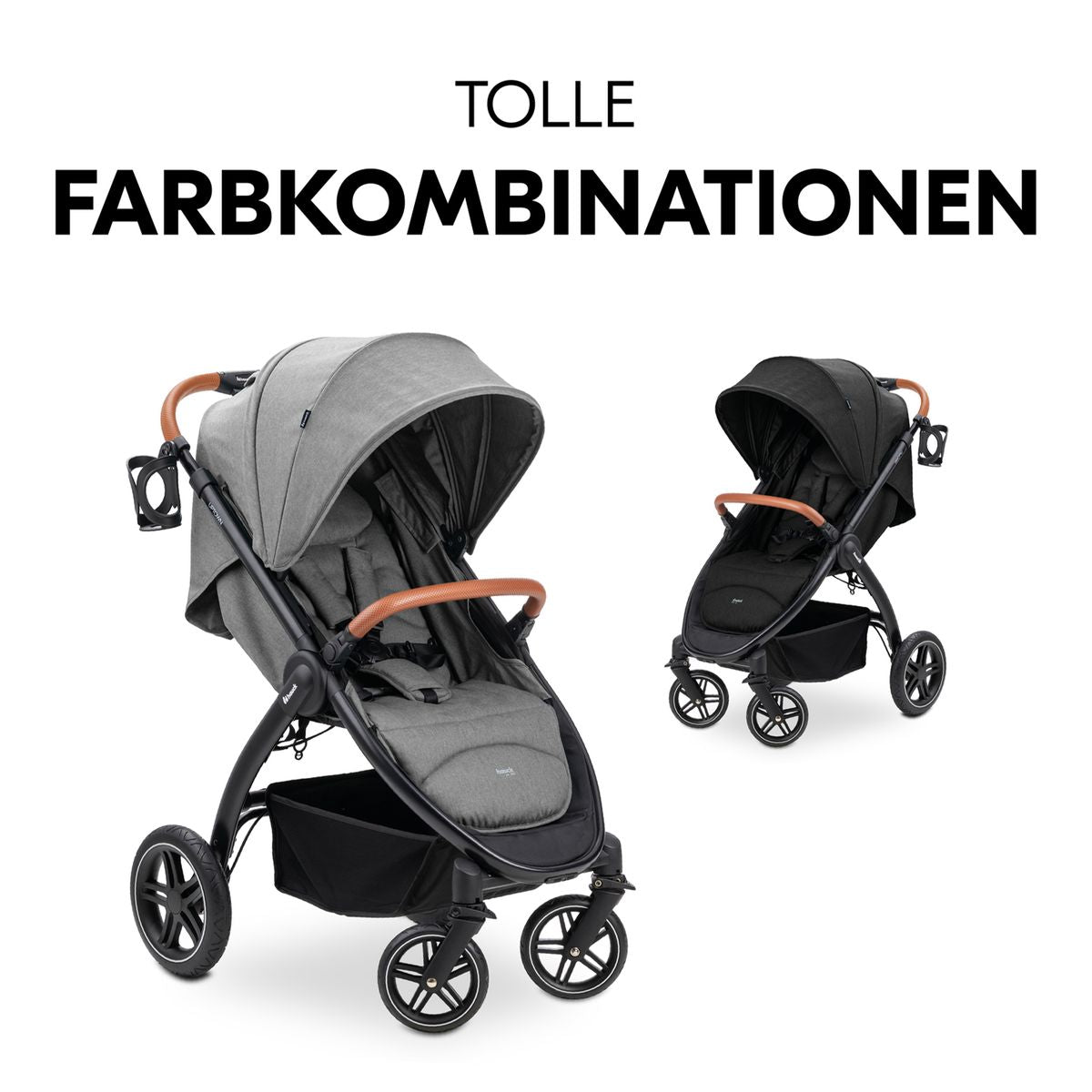 Sportsvogn UpTown med liggefunksjon Melange Grey sammenfoldet
