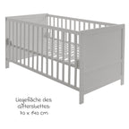 Detalj av taupe malt tre i Sprinkelseng med 3-trinns justerbar bunn 70 x 140 cm taupe