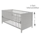 Montert Sprinkelseng med 3-trinns justerbar bunn 70 x 140 cm taupe i barnerom