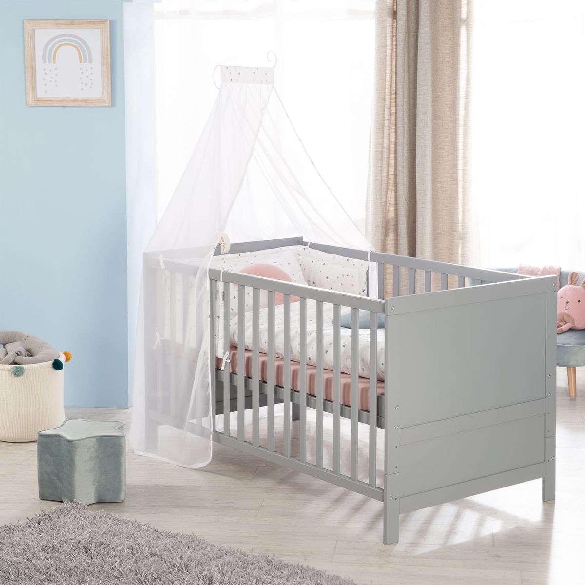 Bilde av ombyggingshjørner til Sprinkelseng med 3-trinns justerbar bunn 70 x 140 cm taupe