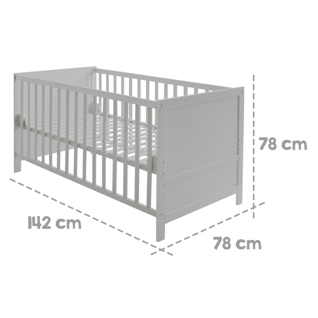 Sideprofil av Sprinkelseng med 3-trinns justerbar bunn 70 x 140 cm taupe