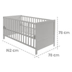 Sideprofil av Sprinkelseng med 3-trinns justerbar bunn 70 x 140 cm taupe