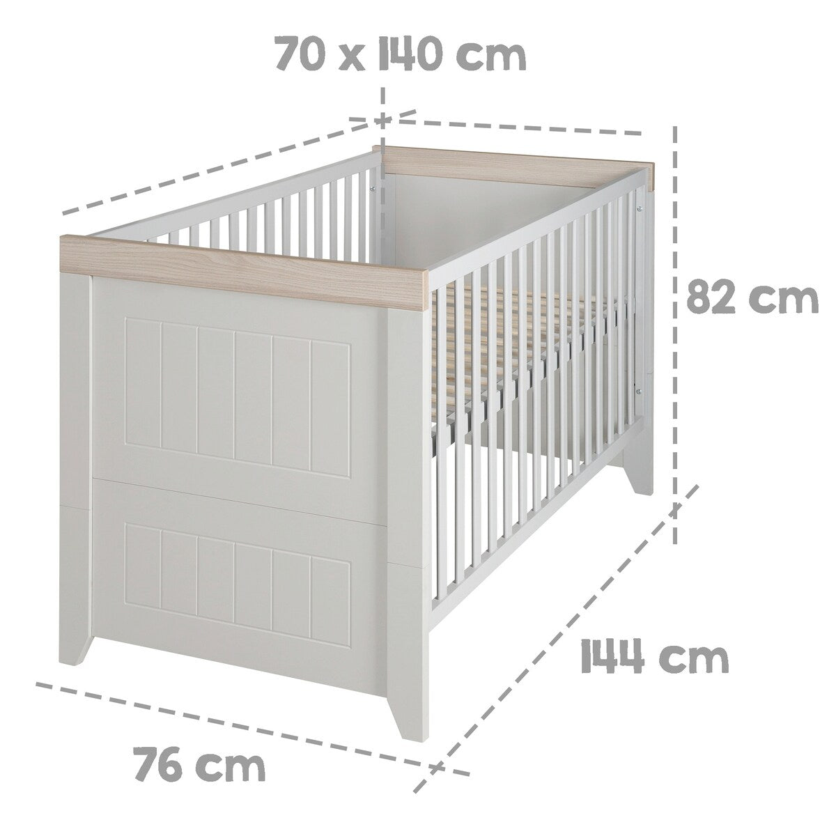 Montert Sprinkelseng Helene 70x140 cm, konvertibel i barnerom