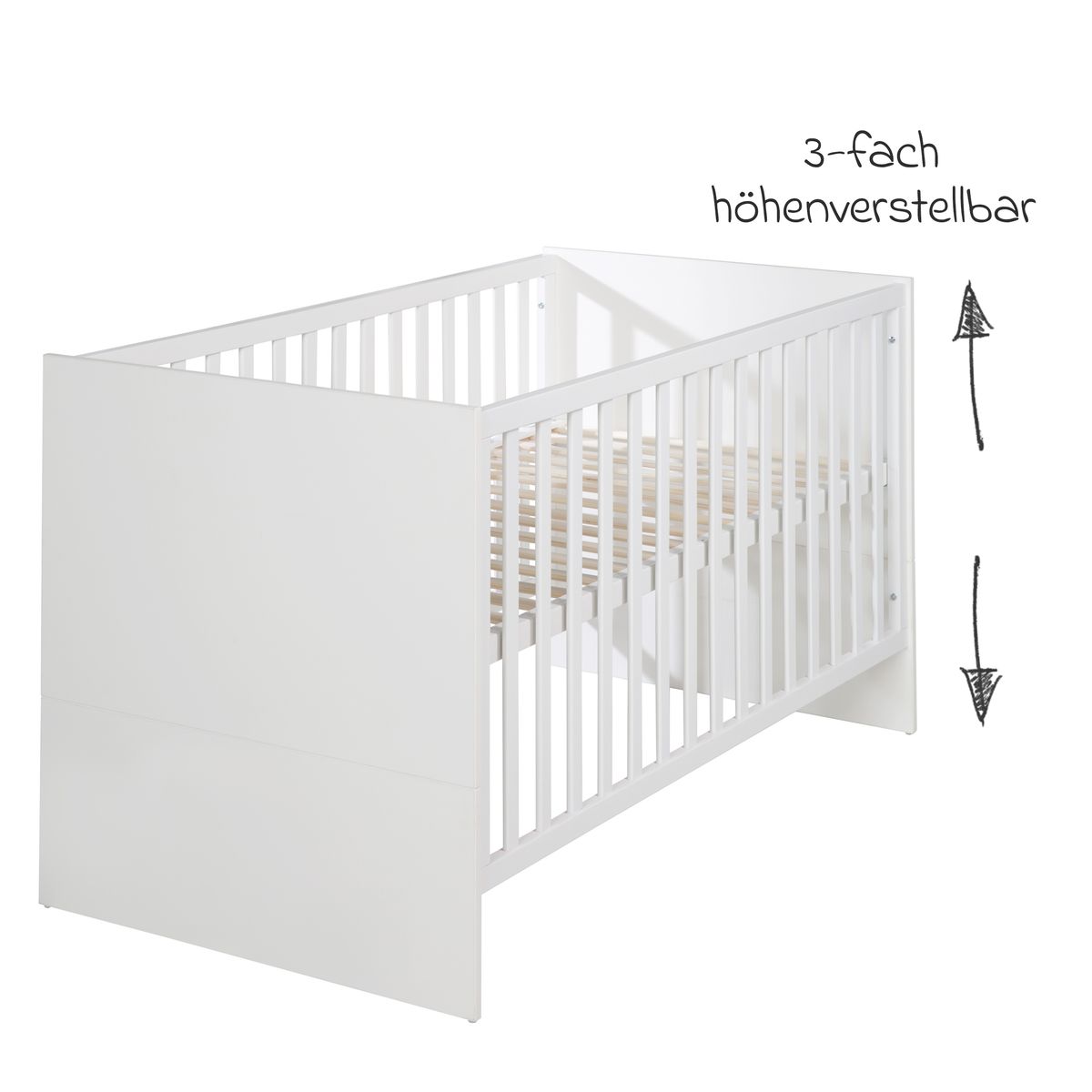Montert sprinkelseng Lilo med justerbar bunn 70 x 140 cm hvit i barnerom