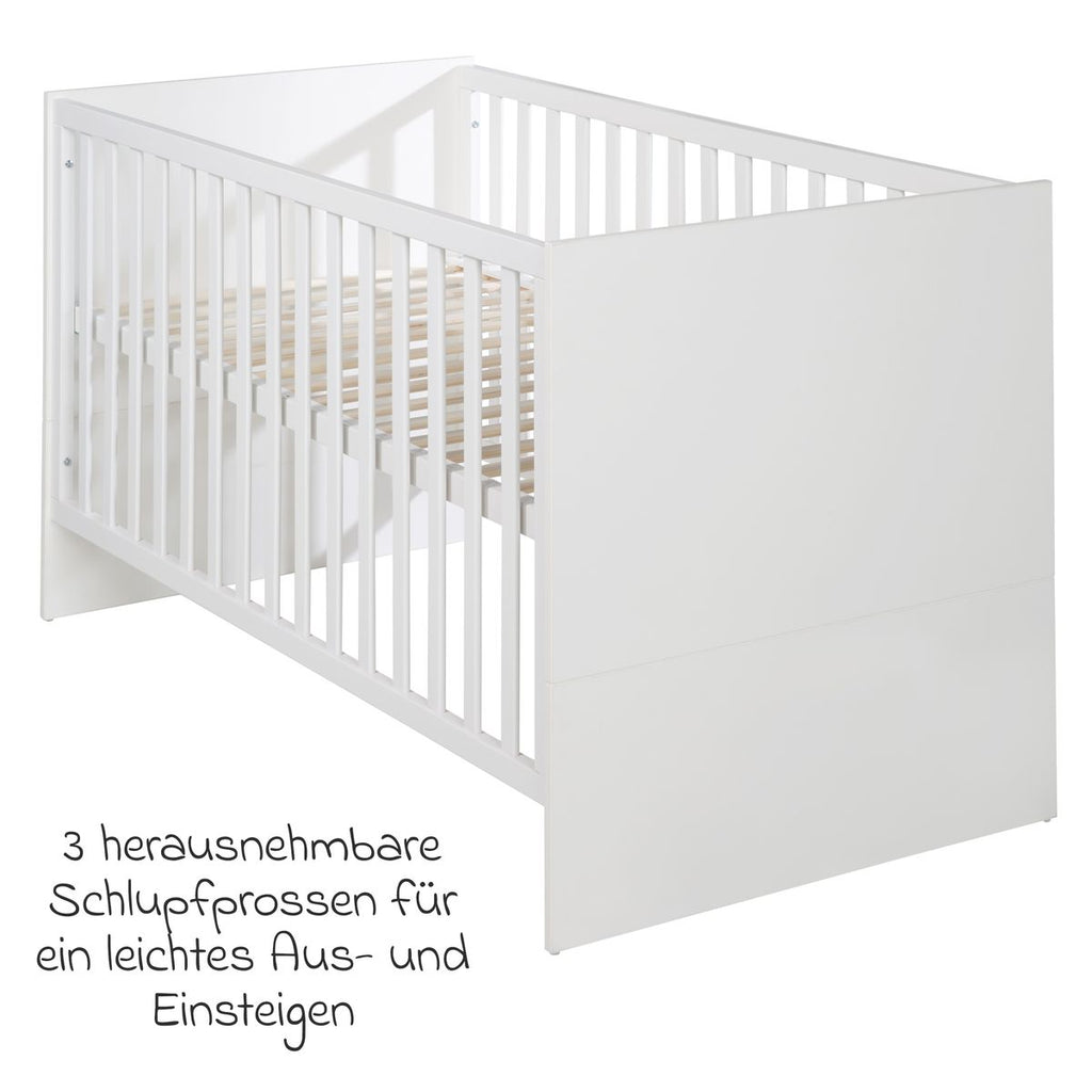 Nærbilde av uttrekkbare slupesprosser på Sprinkelseng Lilo med justerbar bunn 70 x 140 cm hvit