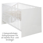 Nærbilde av uttrekkbare slupesprosser på Sprinkelseng Lilo med justerbar bunn 70 x 140 cm hvit