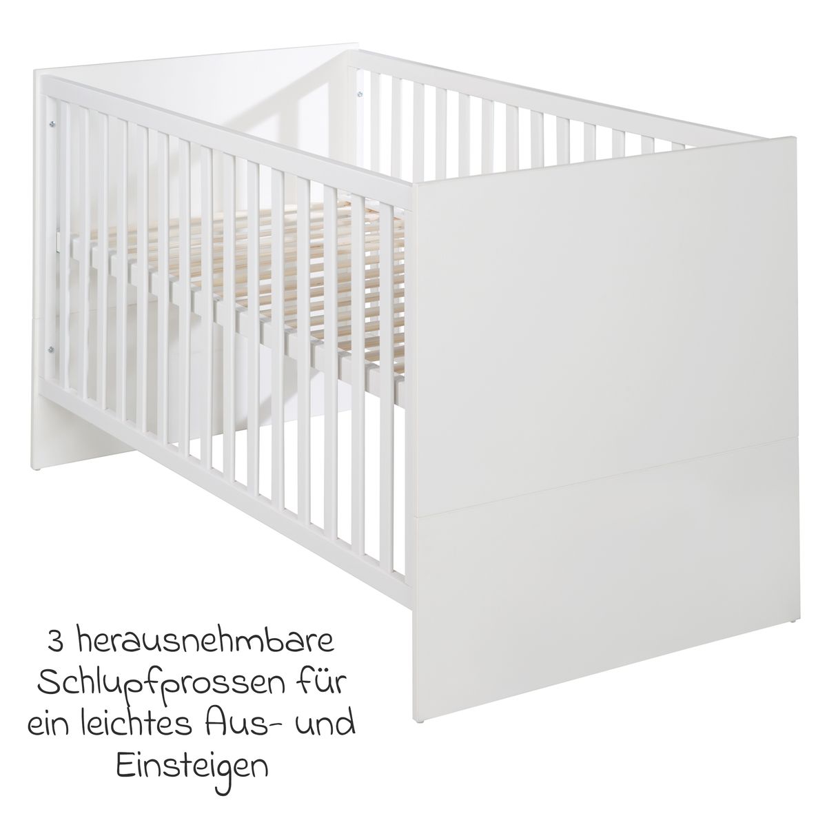 Nærbilde av uttrekkbare slupesprosser på Sprinkelseng Lilo med justerbar bunn 70 x 140 cm hvit