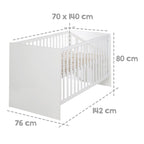 Sprinkelseng Lilo med justerbar bunn 70 x 140 cm hvit med juniorbeddel