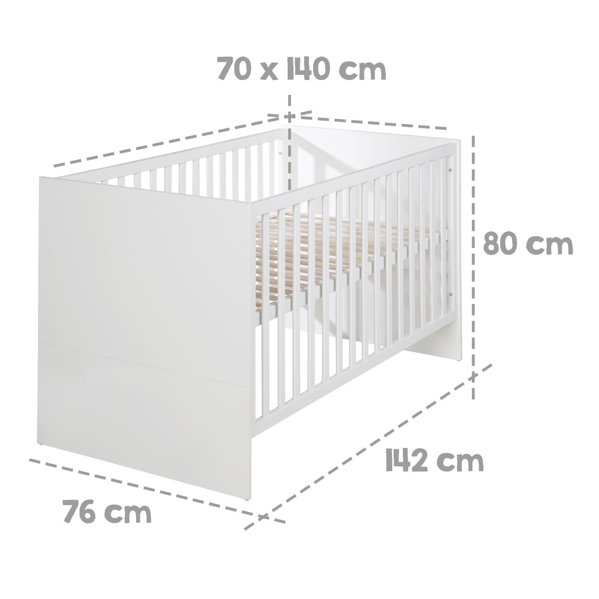 Sprinkelseng Lilo med justerbar bunn 70 x 140 cm hvit med juniorbeddel