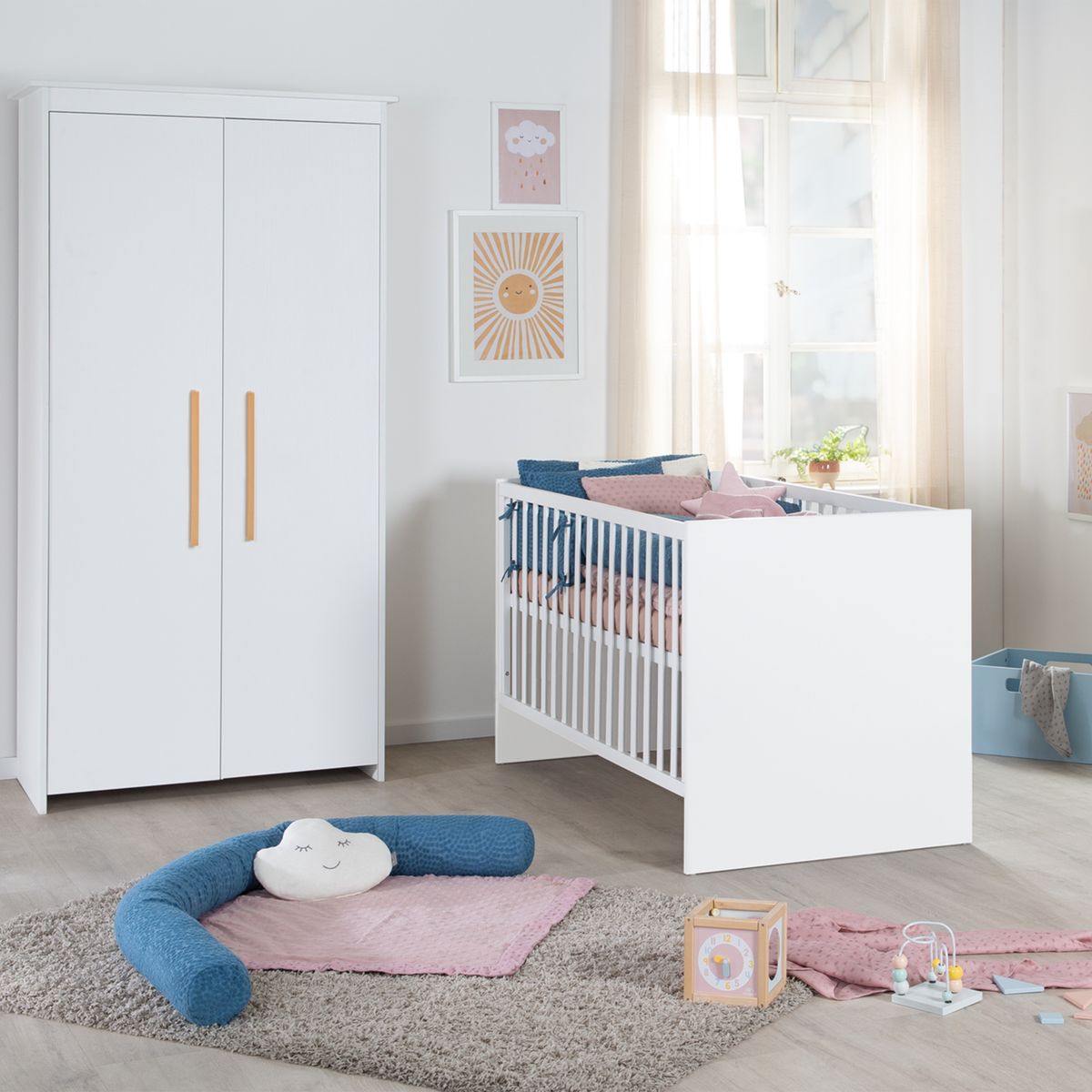 Sprinkelseng Lilo med justerbar bunn 70 x 140 cm hvit med madrass