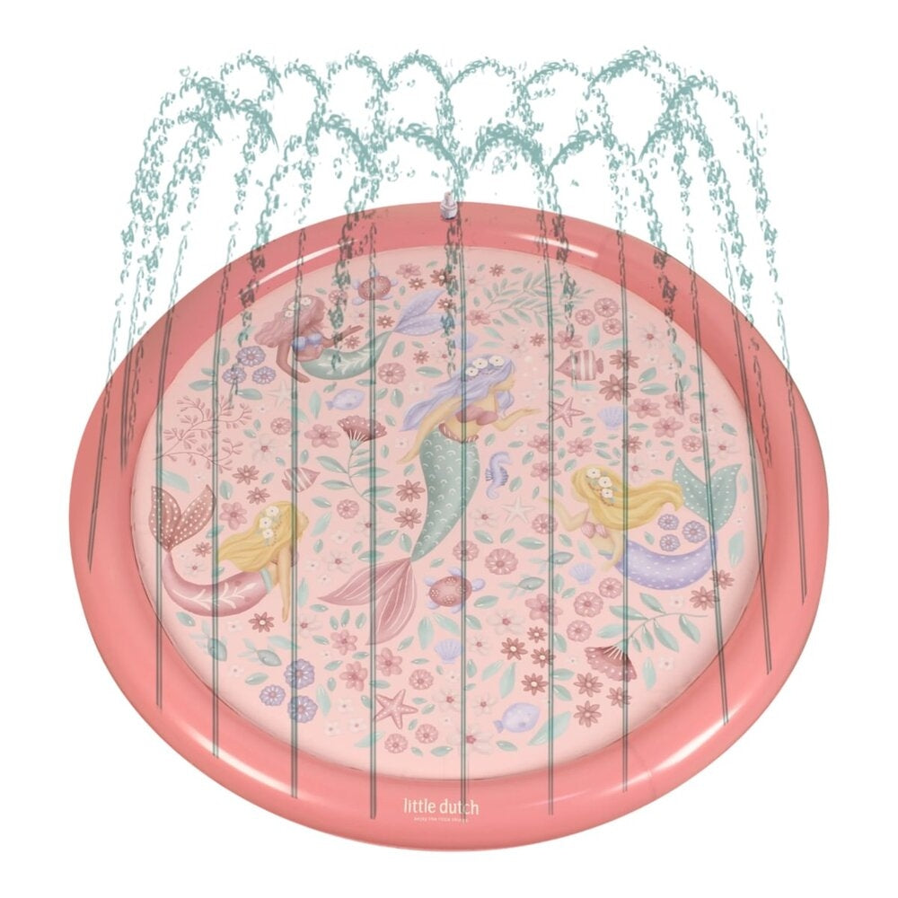 Sprinklermatte 150 cm Dreamy Mermaid med vannsprut bakside