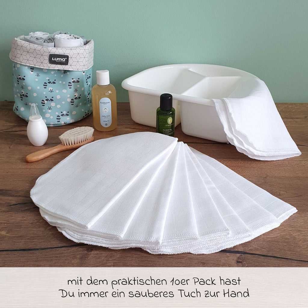 Spyttekluter i bomull 10-pakning 35x50 cm hvit foldet