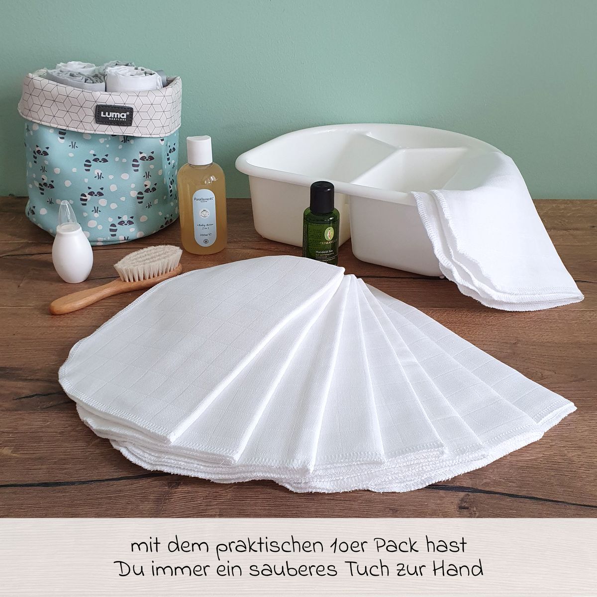 Spyttekluter i bomull 10-pakning 35x50 cm hvit foldet