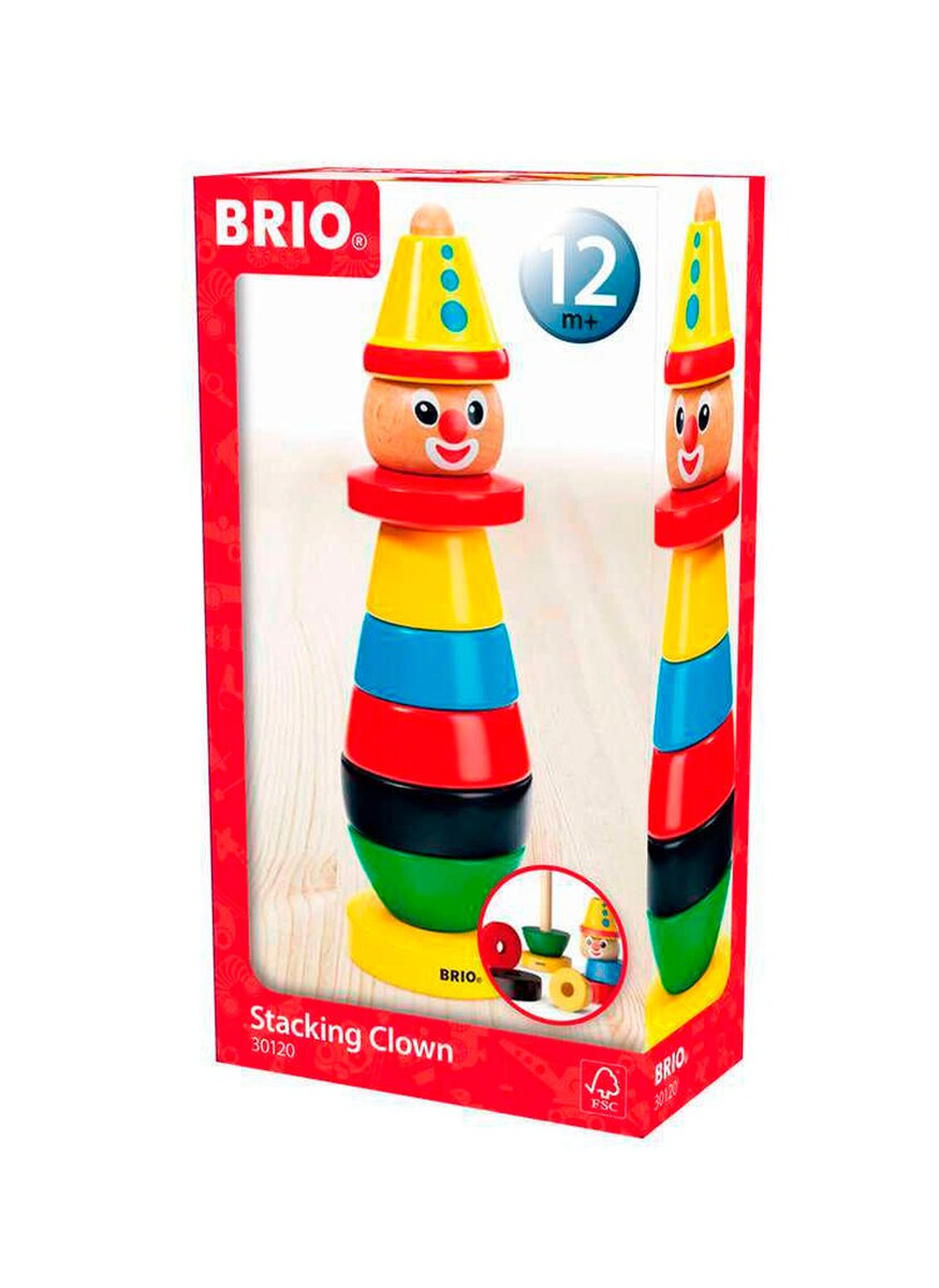 Stableklovn i tre med 6 ringer fra 12 mnd BRIO baksiden