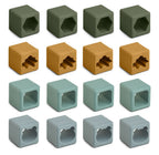 Detalj av Stableleker i silikon 16 stk 4x4 cm Green multi mix
