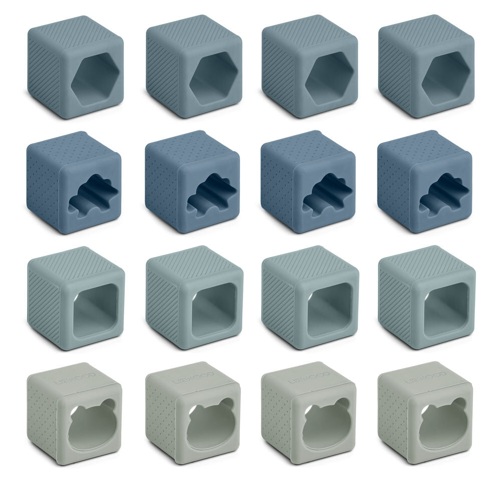 Stablelokker i silikon 16 stk Loren blue multi mix detalj
