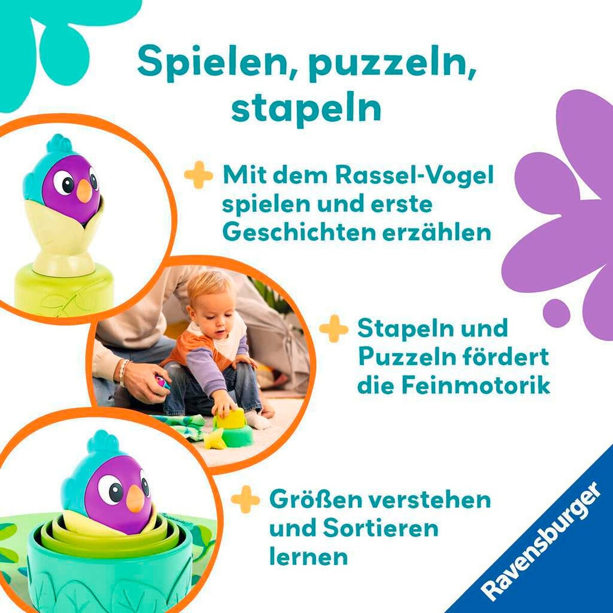 Stablepuslespill fuglerede med fuglefigur nærbilde