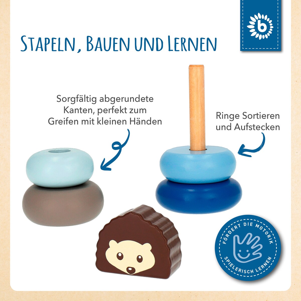 Stabletårn i tre med pinnsvin detalj