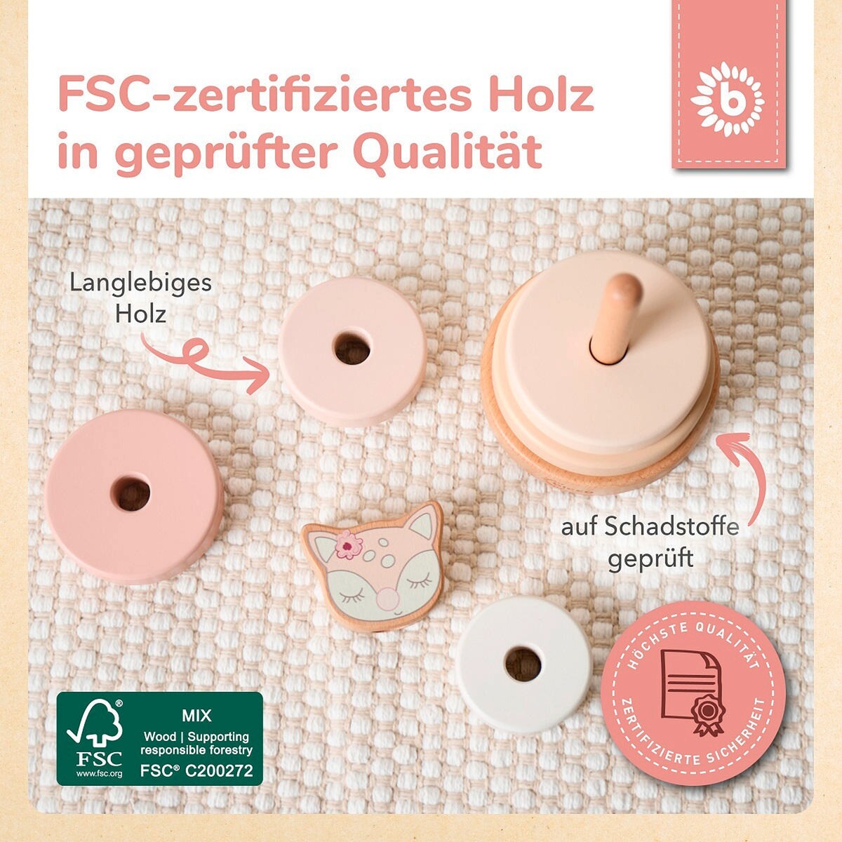 Stabletårn i tre med rådyr Ella FSC fra 12 mnd - Bieco