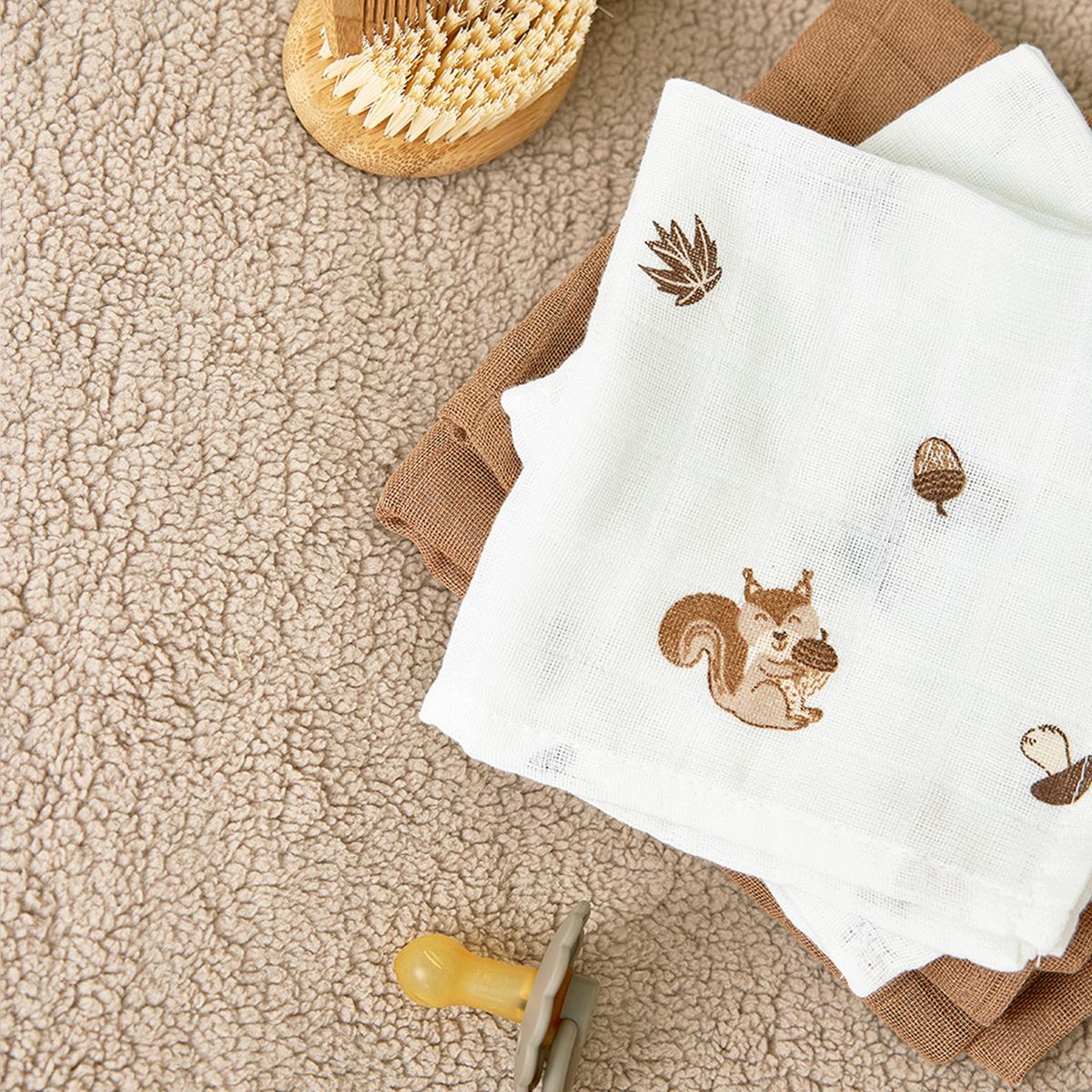 Montert Startsett musselinkluter 9-pakning Forest Animals - Meyco bruk