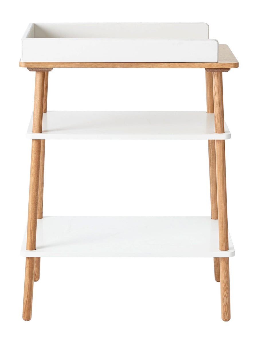 Stellebord KONFETTI hvit/natur MDF detalj av ben