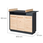Sideprofil av Stellekommode bred Lenn med avtakbar stelletopp 93 cm
