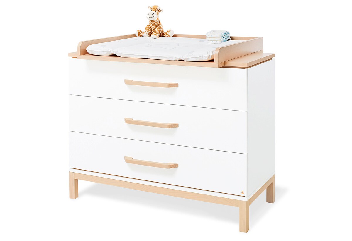 Stellekommode "Light" bred 115x78 cm hvit/lønn foran