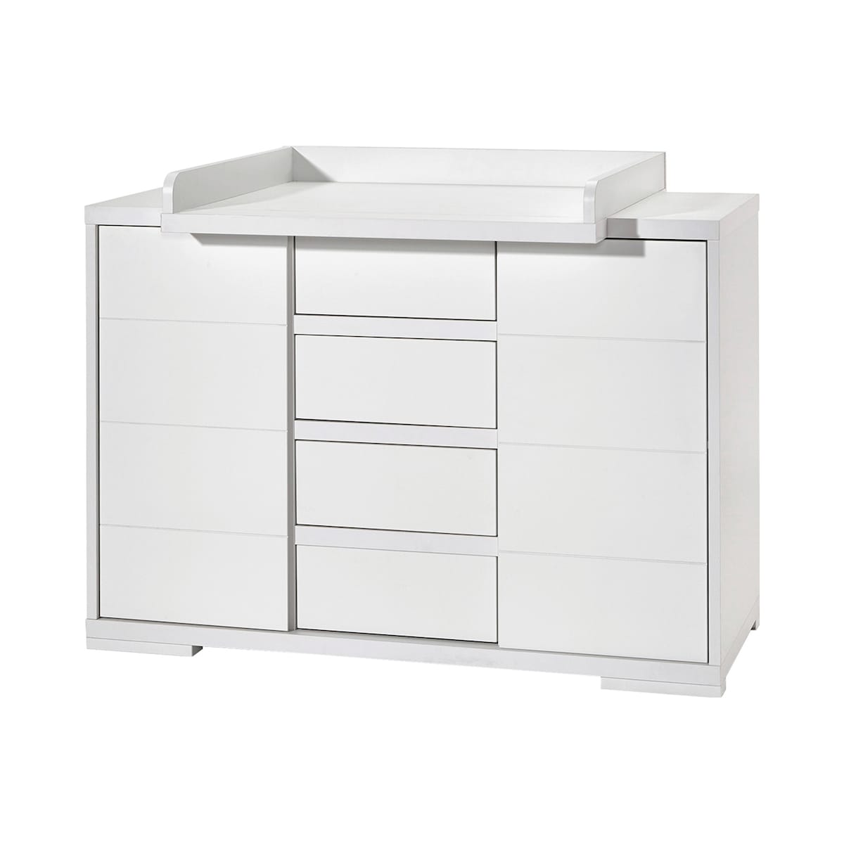 Stellekommode Maxx White med 4 skuffer 126x70 cm MDF forside