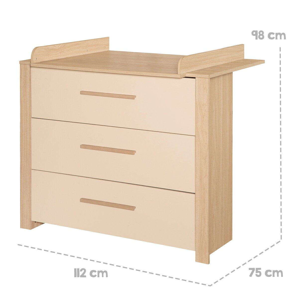 Stellekommode Momo bred med stelletopp med naturlige materialer