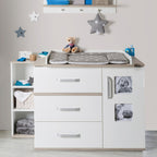 Montert Stellekommode Moritz bred 117x78 cm hvit Luna Elm i barnerom