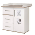 Stellekommode Moritz smal 94x78 cm hvit/Luna Elm forfra