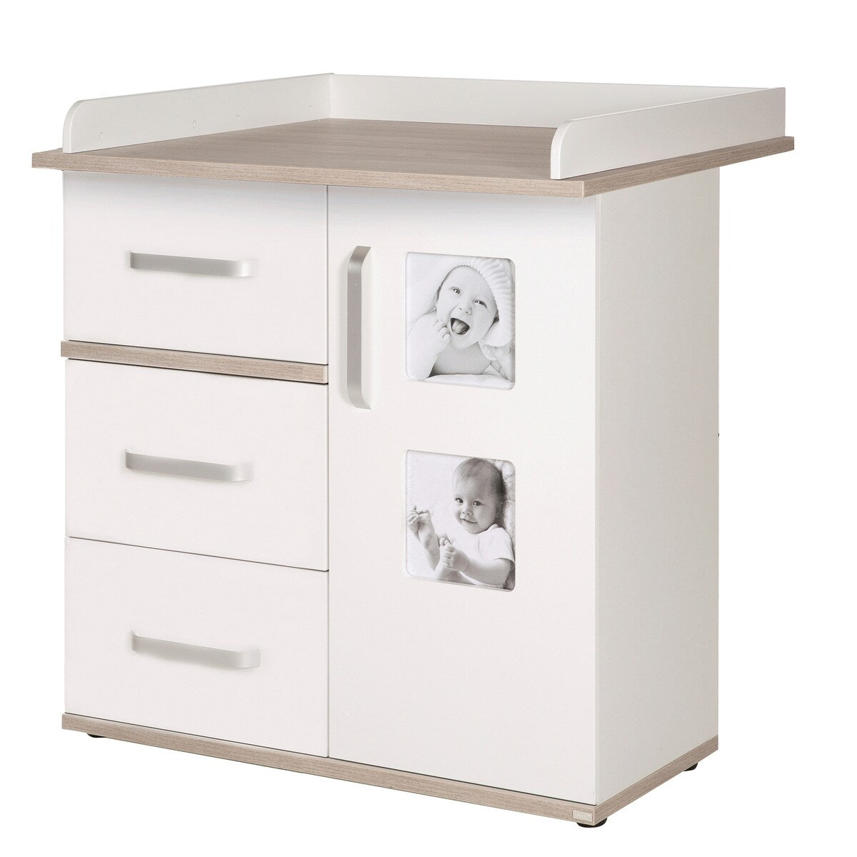 Stellekommode Moritz smal 94x78 cm hvit/Luna Elm forfra