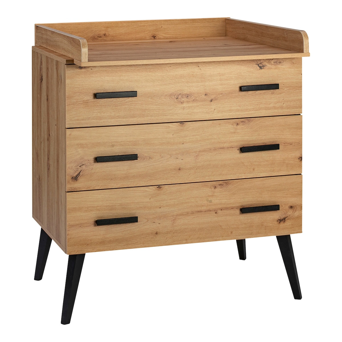Stellekommode Morris Oak med 3 skuffer forfra