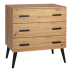 Stellekommode Morris Oak med 3 skuffer bakside