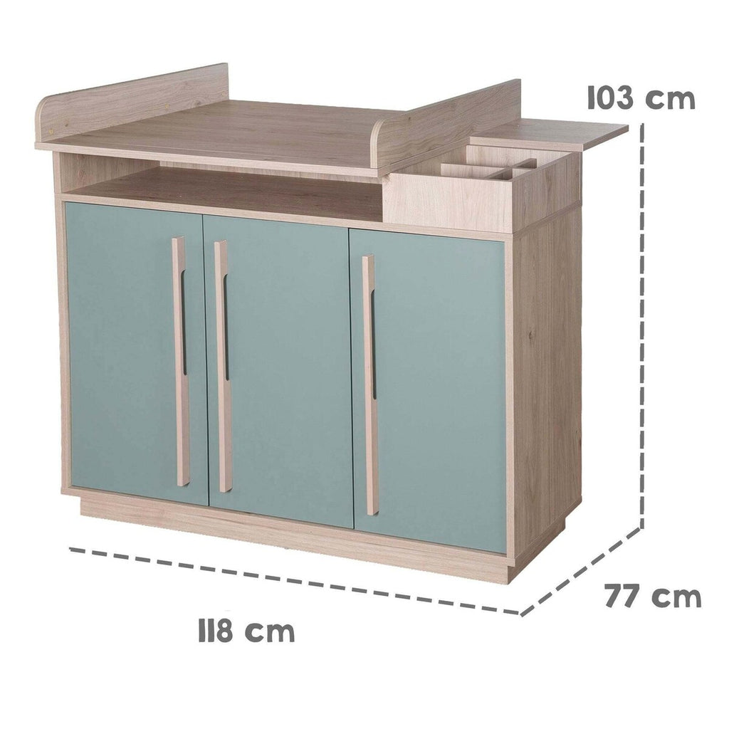 Sideprofil av Stellekommode Selva bred 118x103 cm med stelletopp