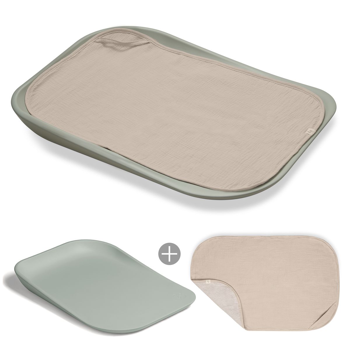 Stellematte Change N Clean med topper, salvie/beige fra Hauck