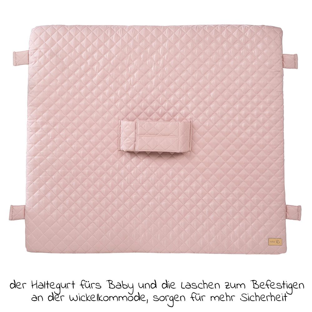 Stellematte med holdebelte 75 x 85 cm Lily rosa detalj av holdebelte