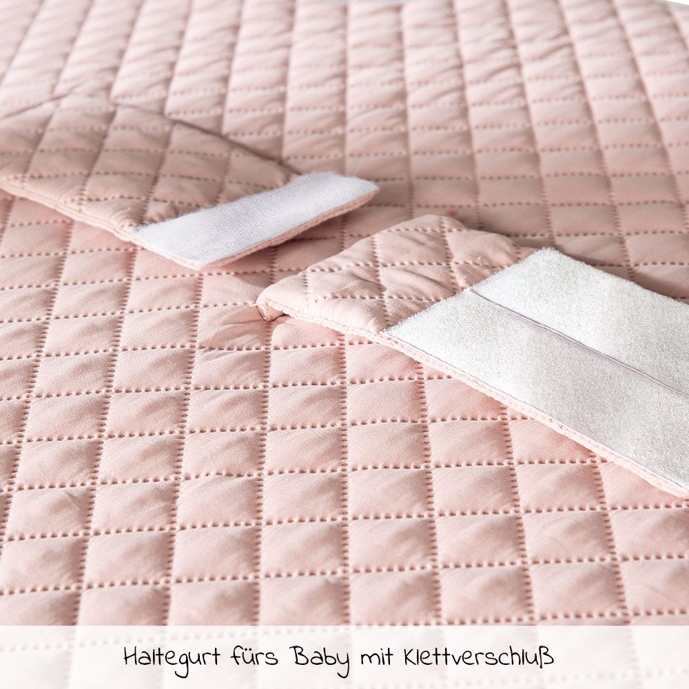 Montert stellematte med holdebelte 75 x 85 cm Lily rosa på stellebord