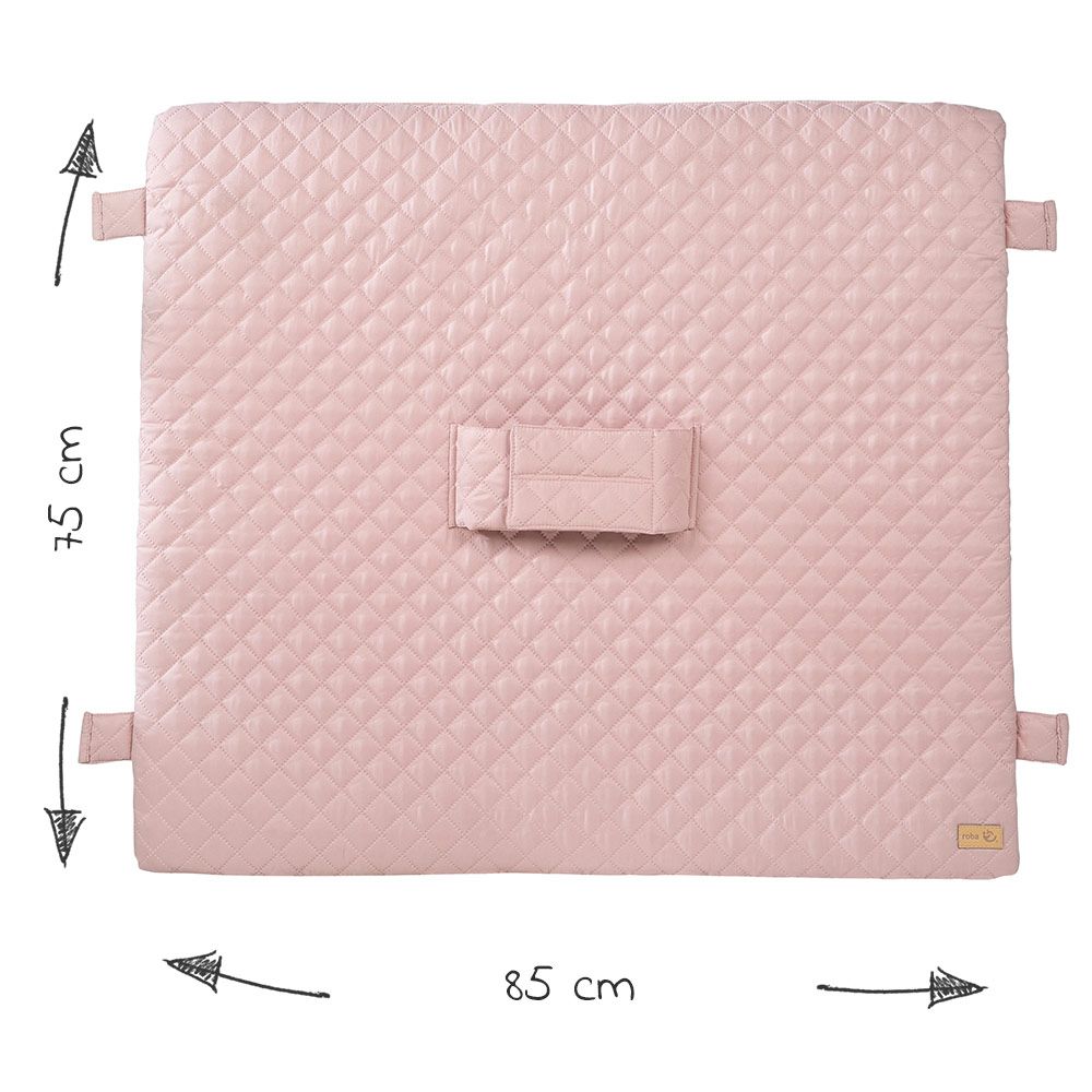 Stellematte med holdebelte 75 x 85 cm Lily rosa med borrelåsfeste