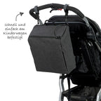 Stelleryggsekk Tender Backpack med stellematte antrasitt montert på barnevogn