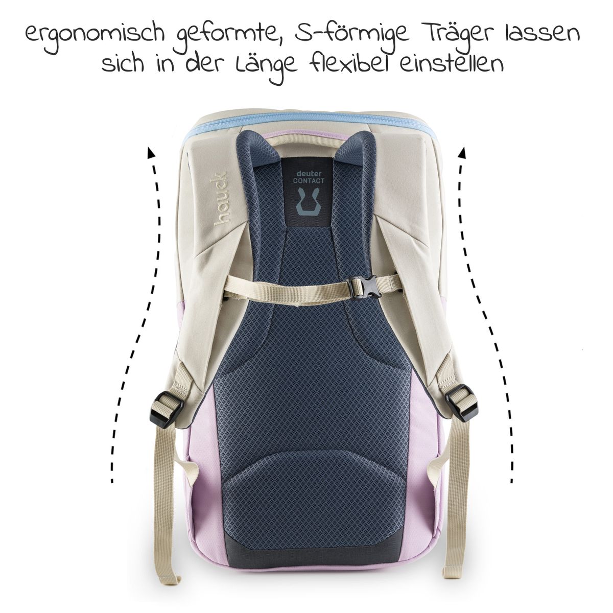 Stellesekk Pack N Walk 22 l i resirkulert polyester, beige - Hauck
