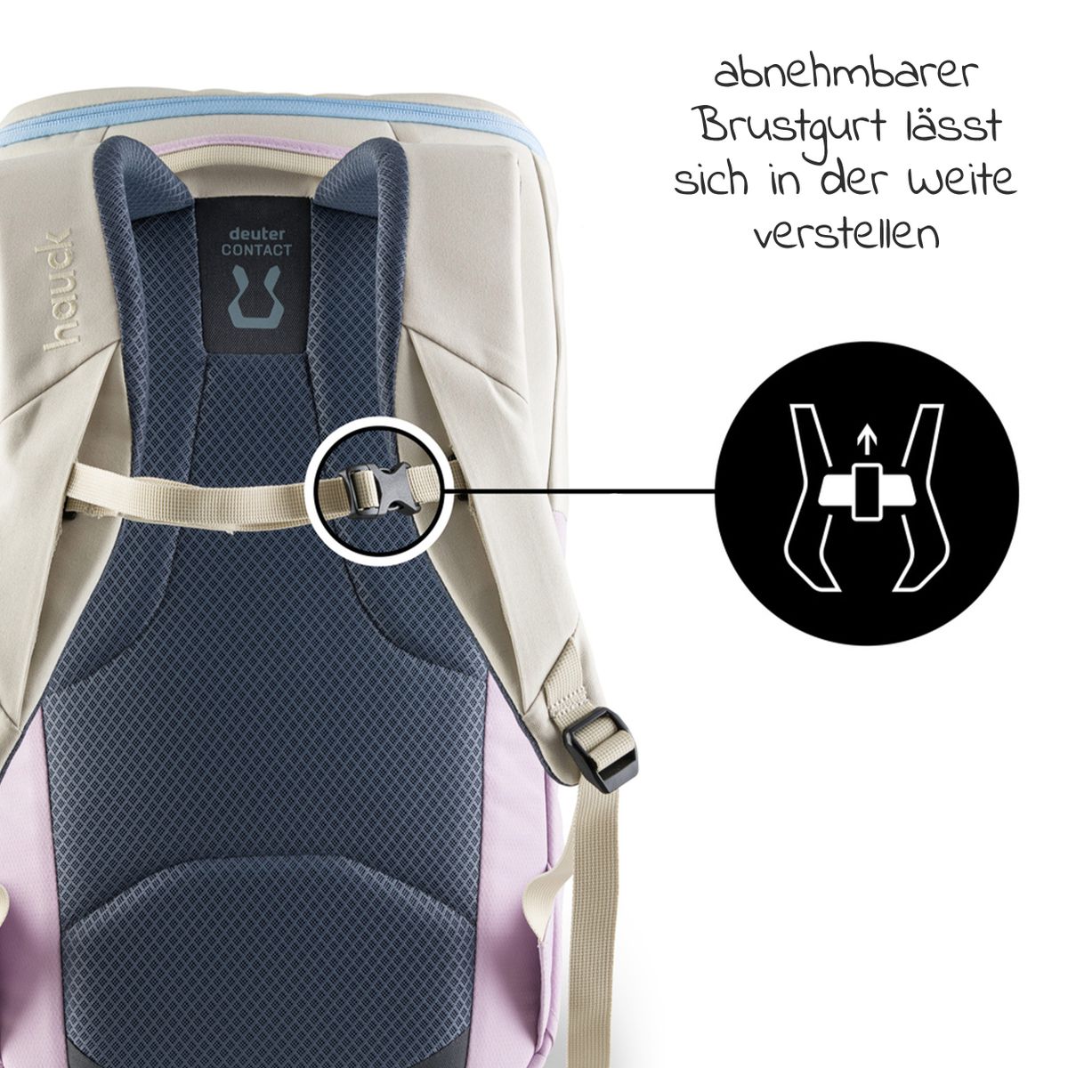 Stellesekk Pack N Walk 22 l i resirkulert polyester, beige - Hauck