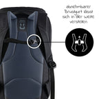 Sidevisning av Stellesekk Pack N Walk 22 l i resirkulert polyester, sort