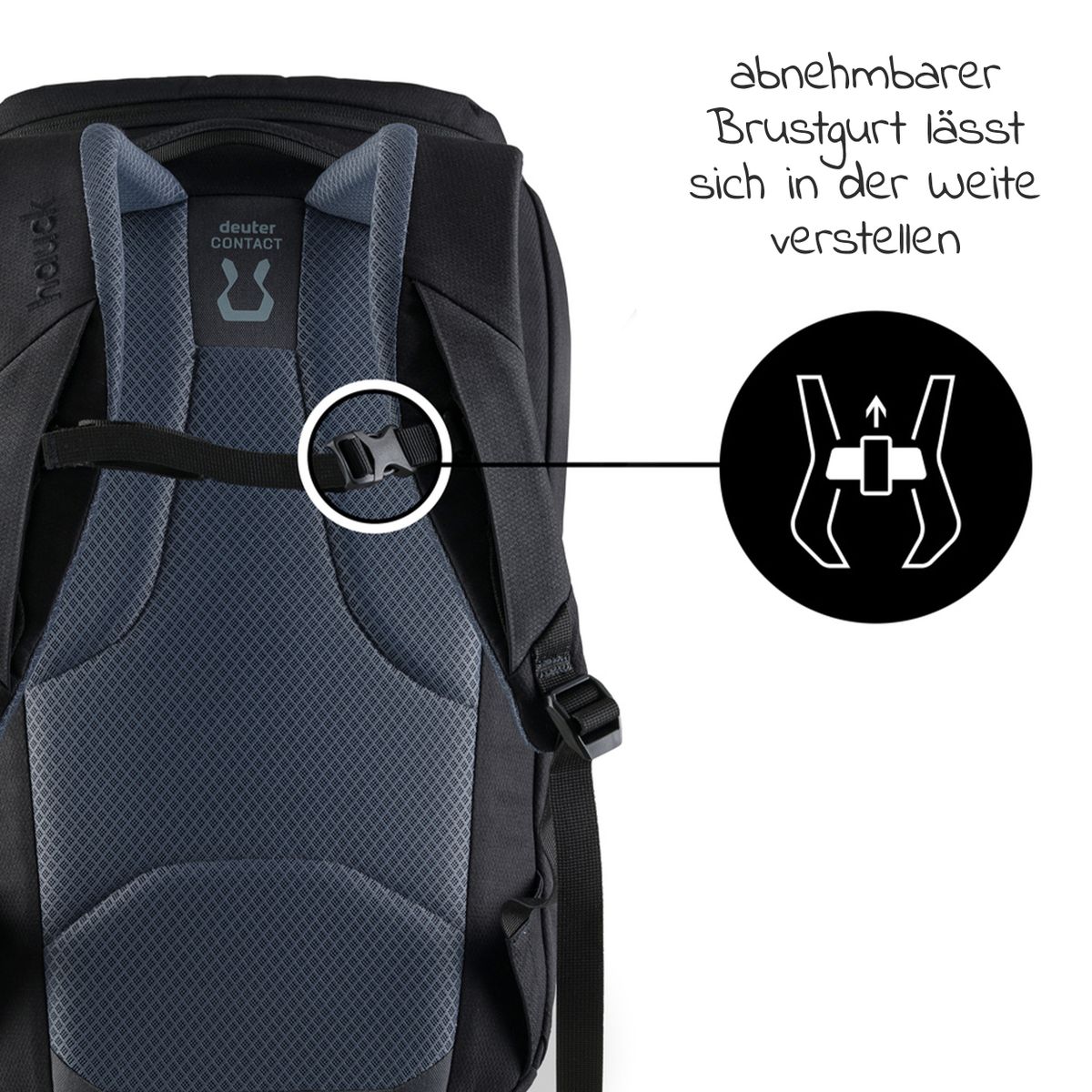 Sidevisning av Stellesekk Pack N Walk 22 l i resirkulert polyester, sort